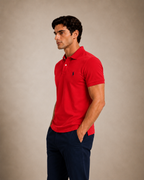 The Iconic Custom Slim Fit Mesh Red Polo