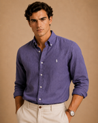 RL Custom Fit Linen Shirt Purple
