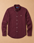 RL Custom Fit Linen Shirt Burgundy
