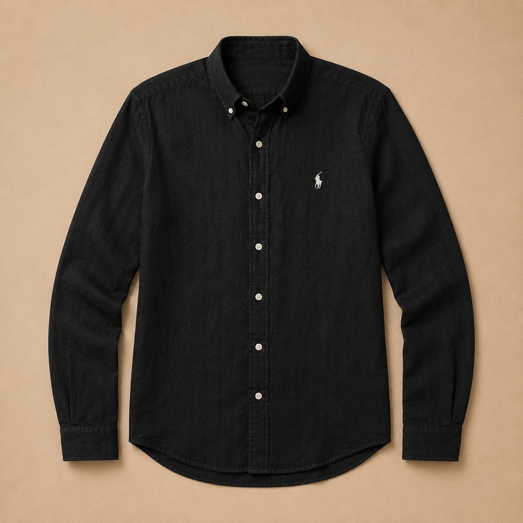 RL Custom Fit Linen Shirt Black