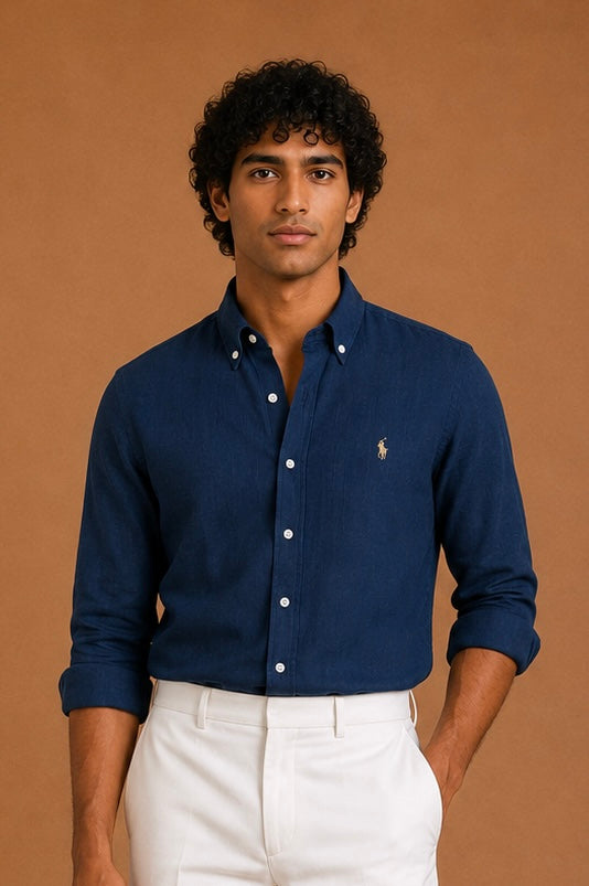 RL Polo Linen Blend Royal Blue Shirt