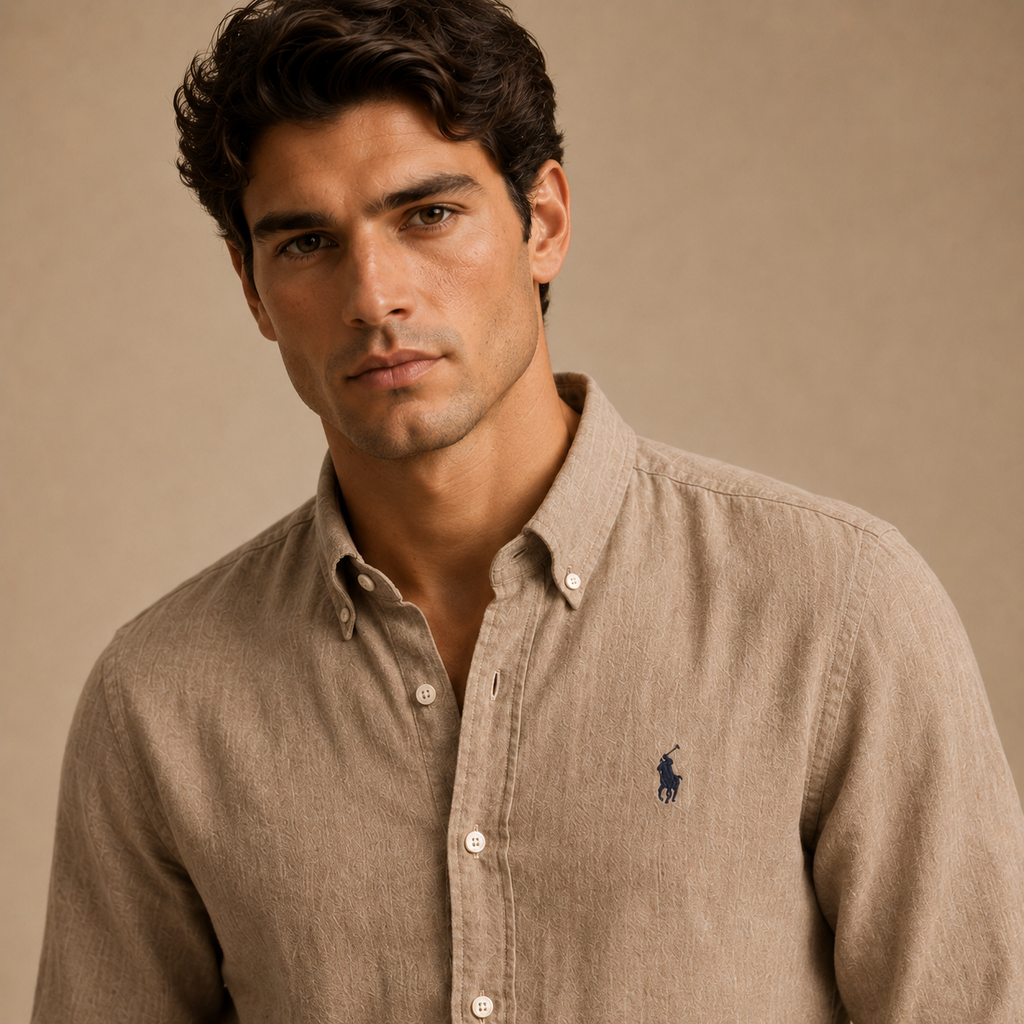 RL Custom Fit Linen Shirt Beige
