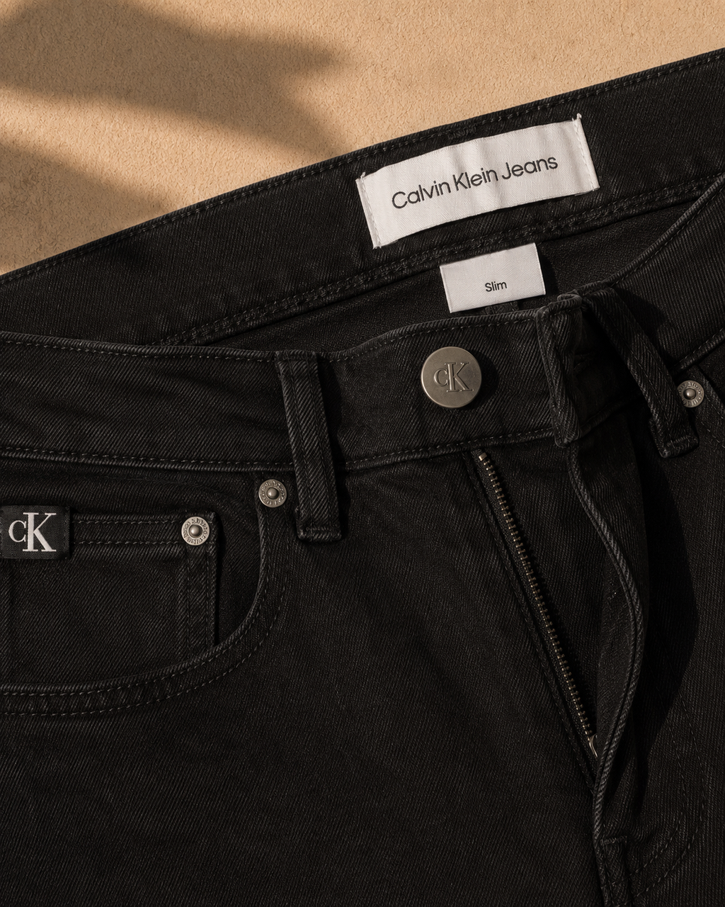 Tailored Slim Fit CK Jet Black Jeans