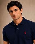 The Iconic Custom Slim Fit Mesh Navy Polo