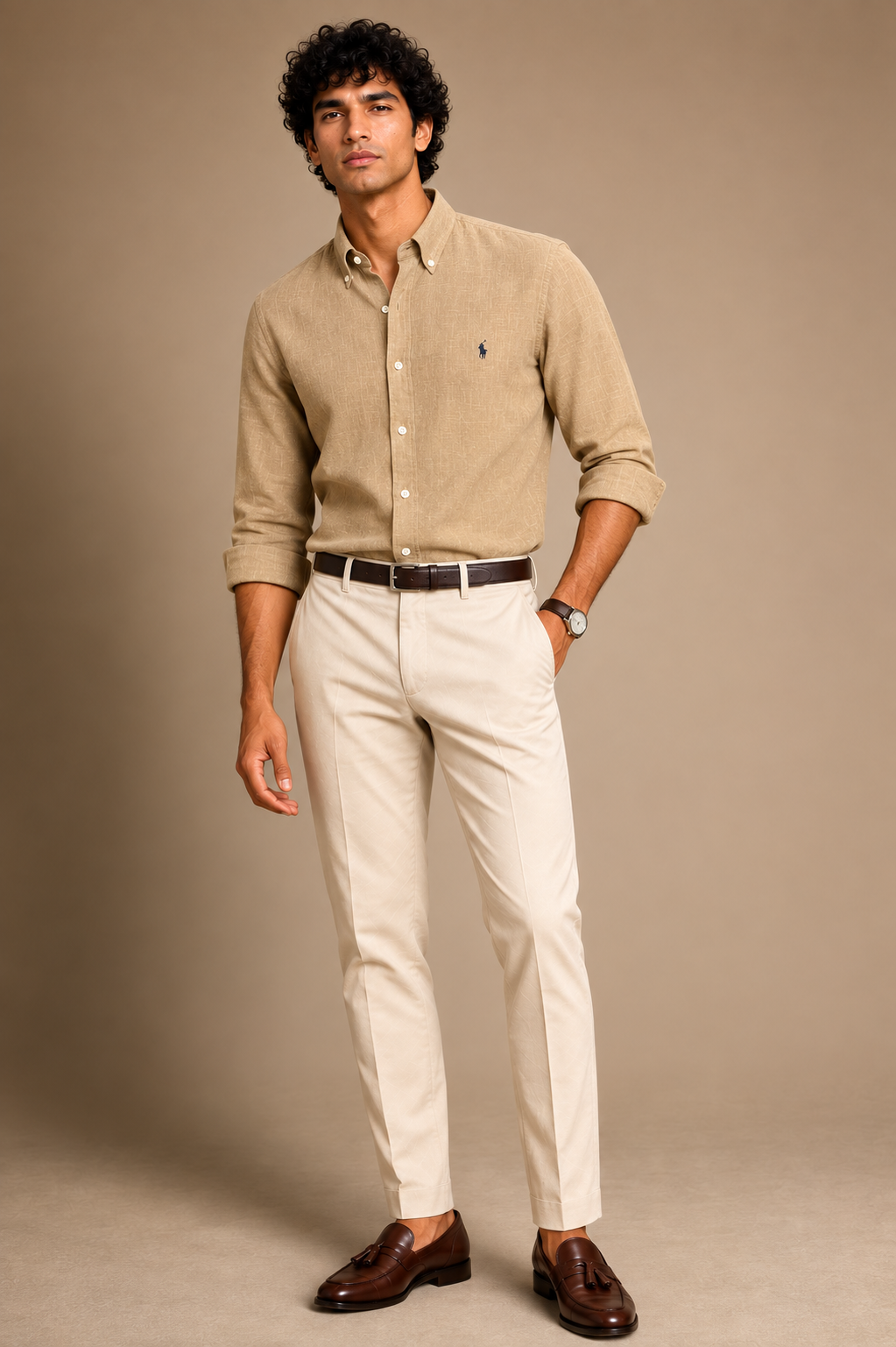 RL Polo Linen Blend Camel Sand Shirt