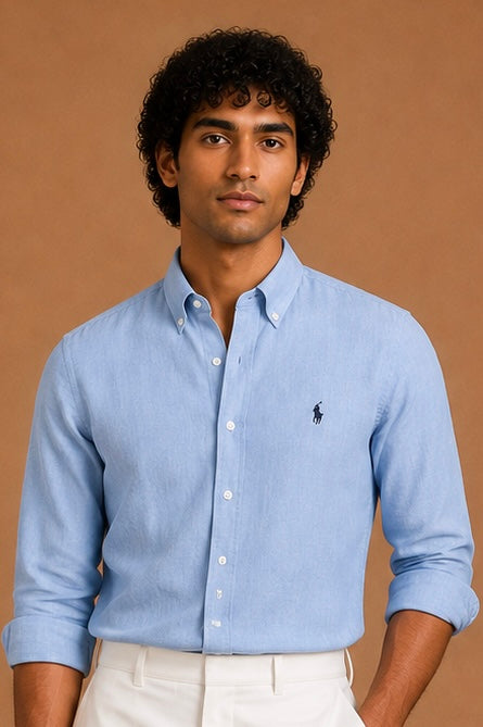 RL Polo Linen Blend Sky Blue Shirt