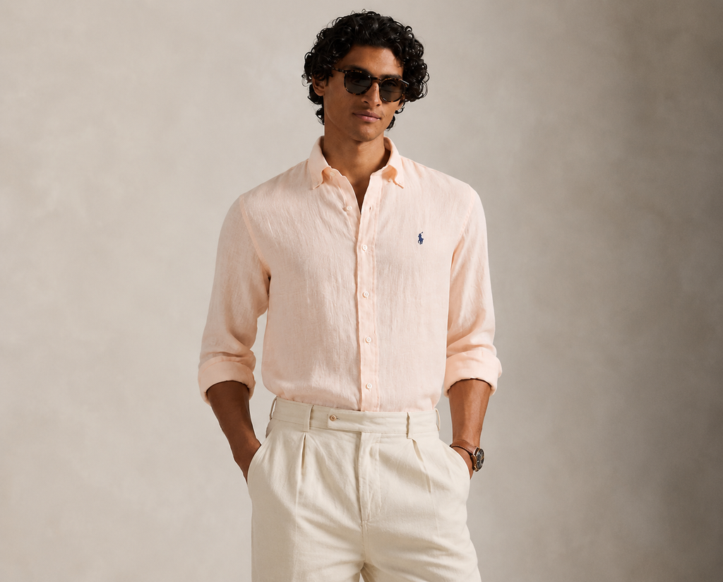 RL Custom Fit Linen Shirt Peach