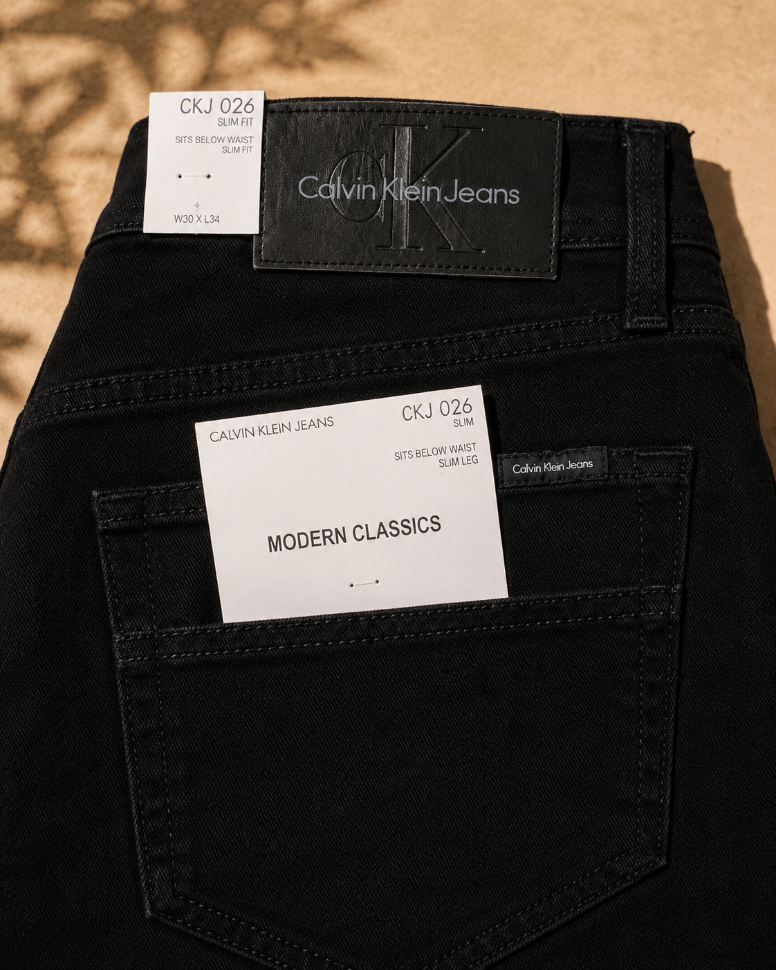 Tailored Slim Fit CK Jet Black Jeans