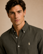 RL Custom Fit Linen Shirt Olive Sage