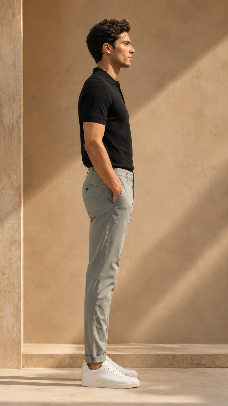 La Coste Slim Fit Stretch Cotton Steel Mist Chino Pants