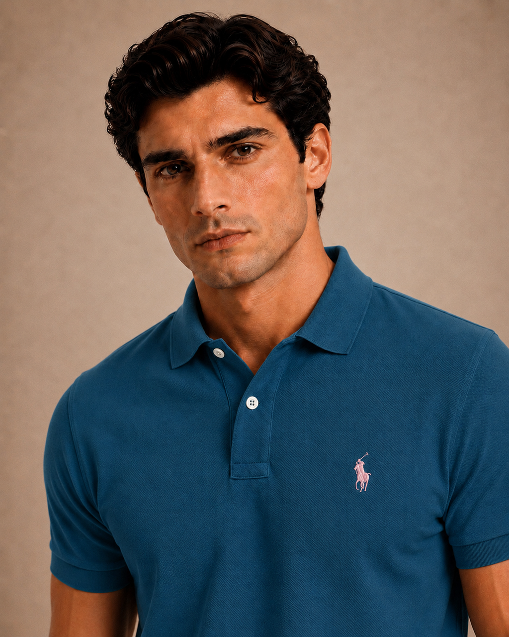 The Iconic Custom Slim Fit Mesh Ocen Teal Polo