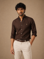 RL Polo Linen Blend Brown Shirt