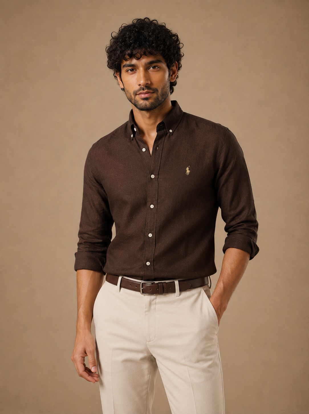 RL Polo Linen Blend Brown Shirt