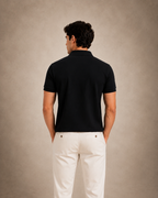 The Iconic Custom Slim Fit Mesh Black Polo