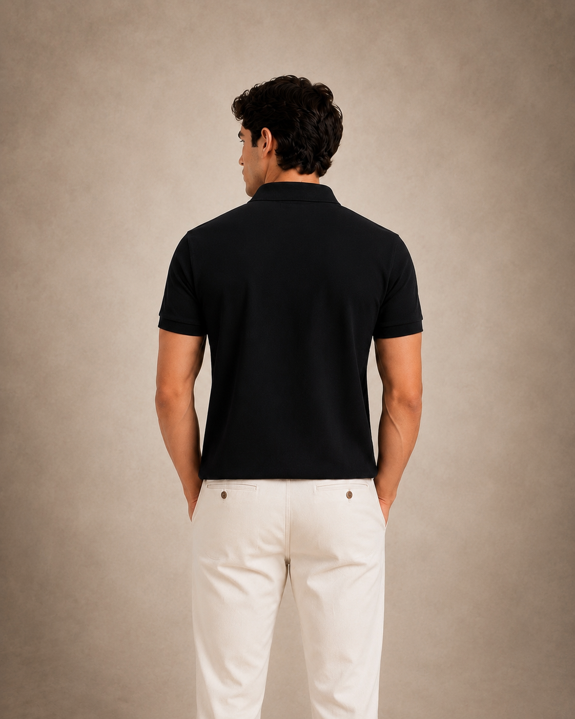 The Iconic Custom Slim Fit Mesh Black Polo