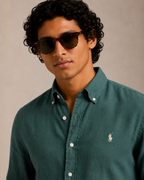 RL Custom Fit Linen Shirt Green