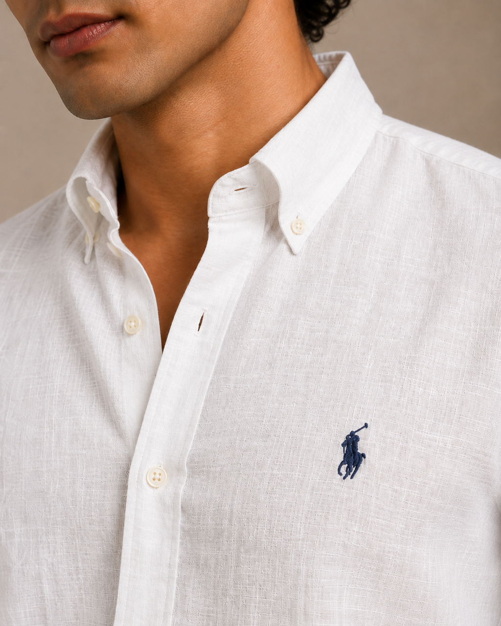 RL Polo Linen Blend Crisp Ivory Shirt