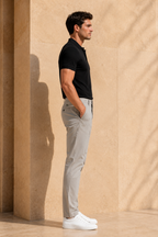 La Coste Slim Fit Stretch Cotton Ivory Stone Chino Pants