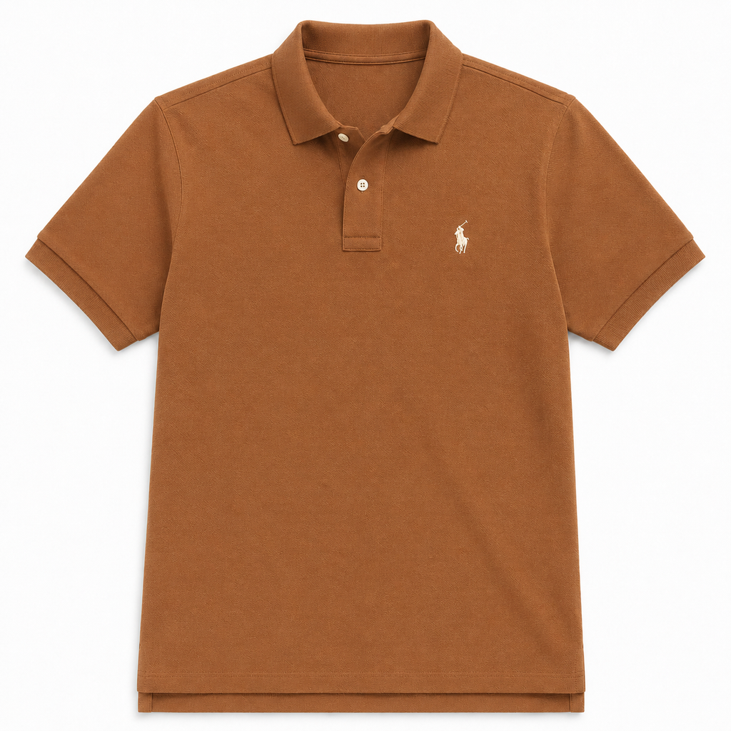 The Iconic Custom Slim Fit Mesh Mocha Brown Polo