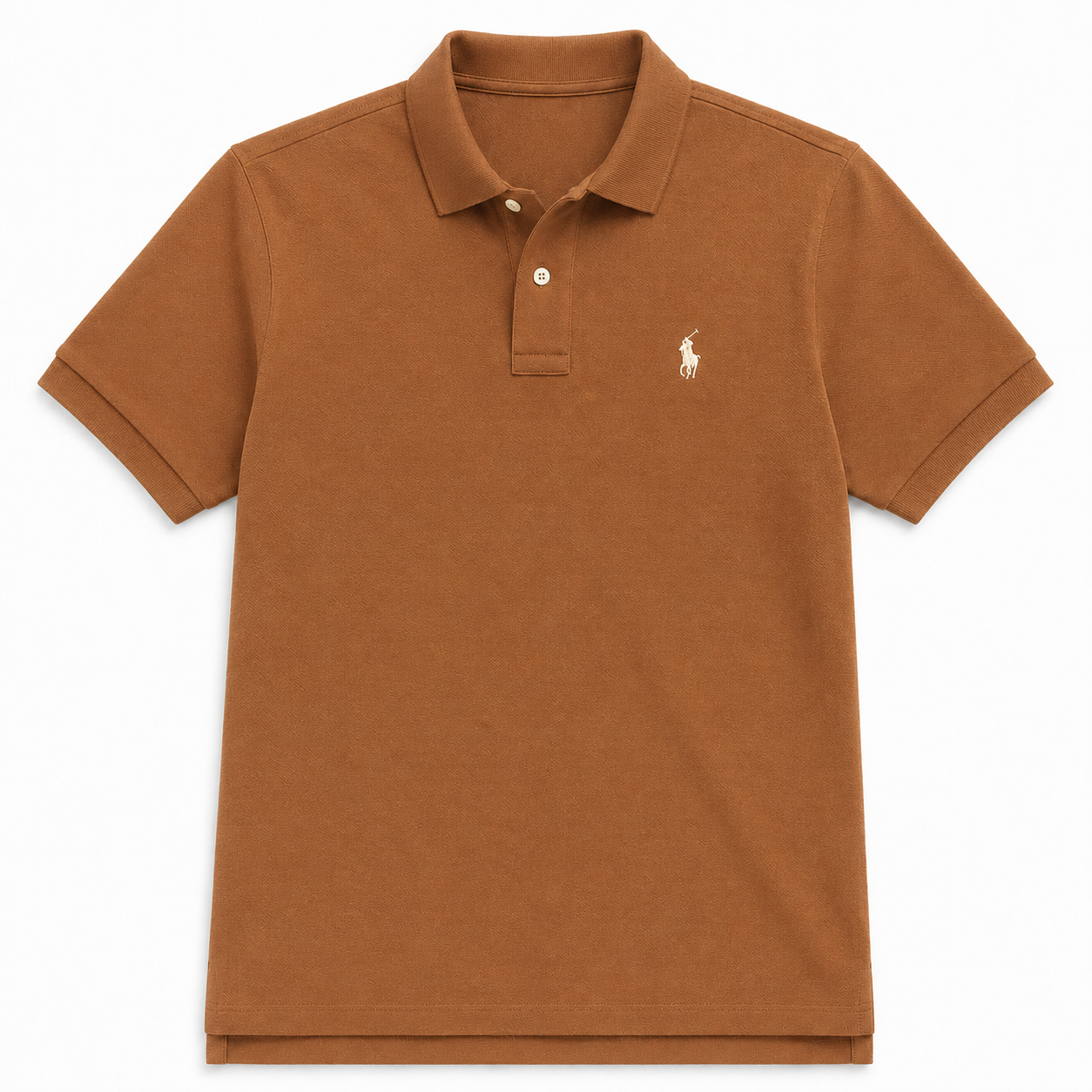 The Iconic Custom Slim Fit Mesh Mocha Brown Polo