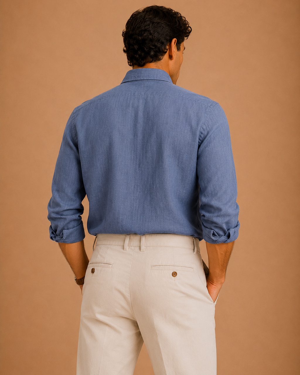 RL Custom Fit Linen Shirt Dusty Blue