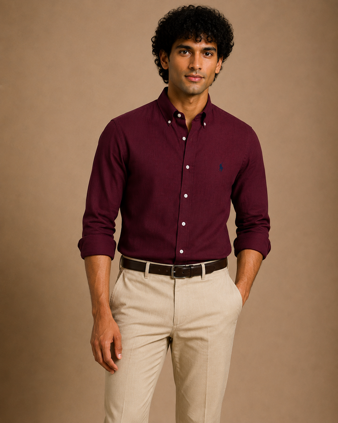 RL Polo Linen Blend Burgundy Shirt