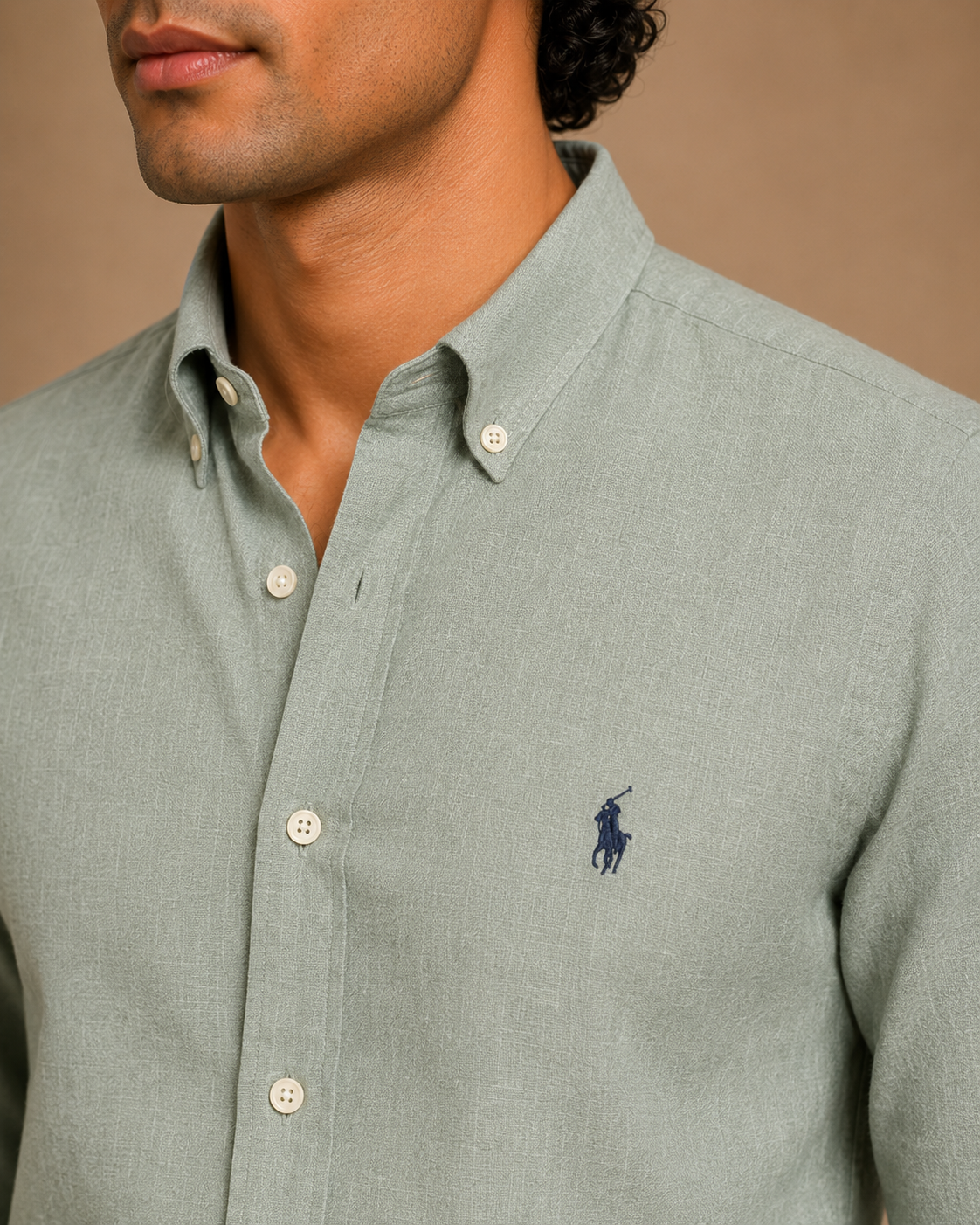RL Polo Linen Blend Sage Grey Shirt