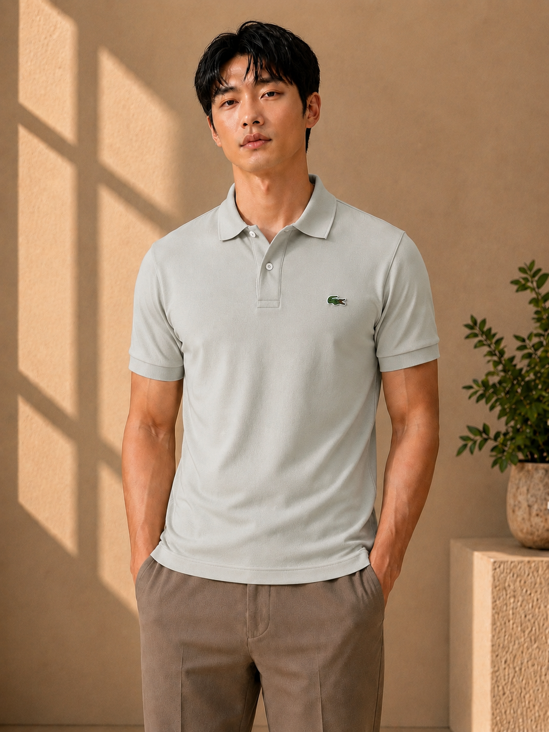 LA Coste Cement Grey Polo T-Shirt