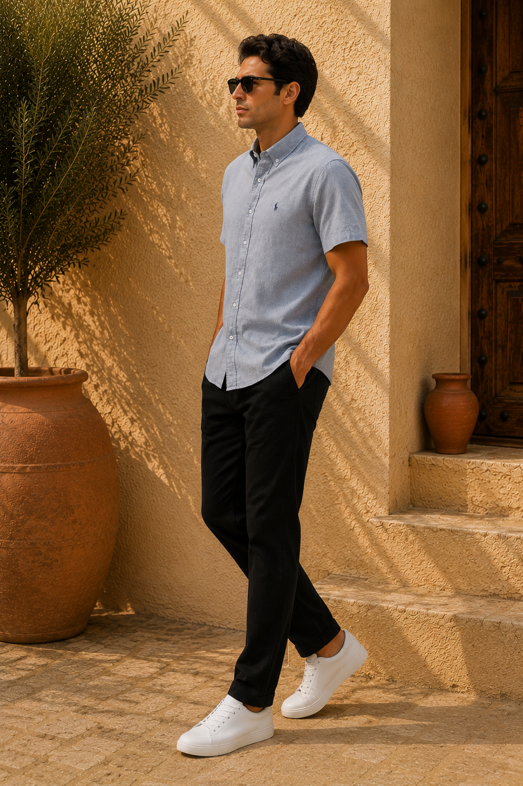 RL Polo Misty Blue Grey Linen Shirt