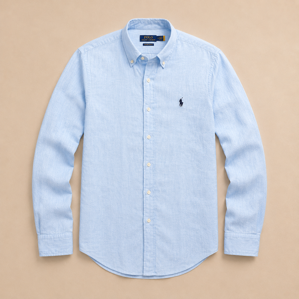 RL Custom Fit Linen Shirt Sky Blue