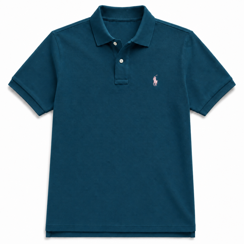 The Iconic Custom Slim Fit Mesh Ocen Teal Polo
