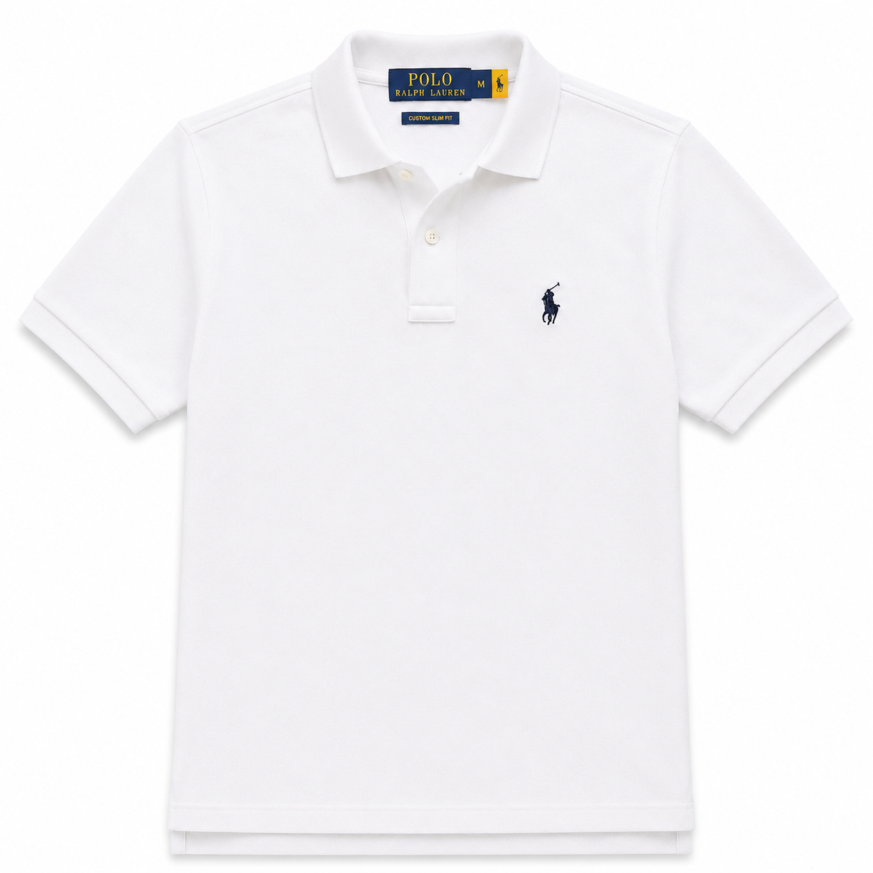 RL Polo Custom Slim Fit Mesh White Polo
