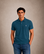 The Iconic Custom Slim Fit Mesh Ocen Teal Polo