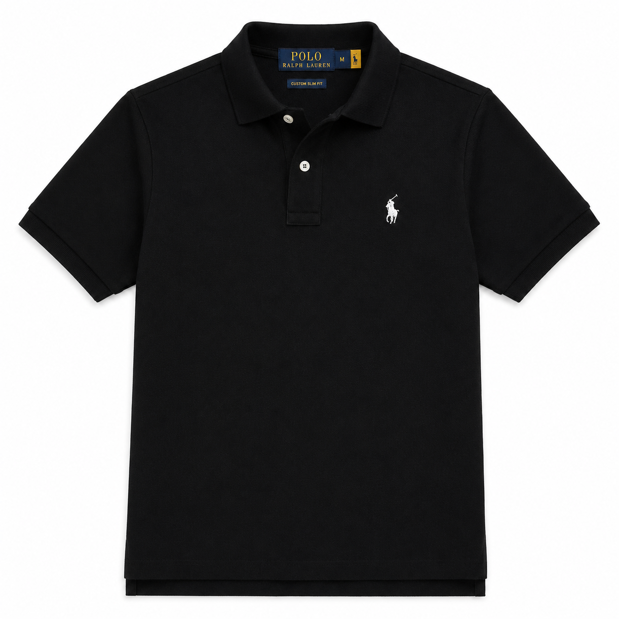 RL Polo Custom Slim Fit Mesh Black Polo