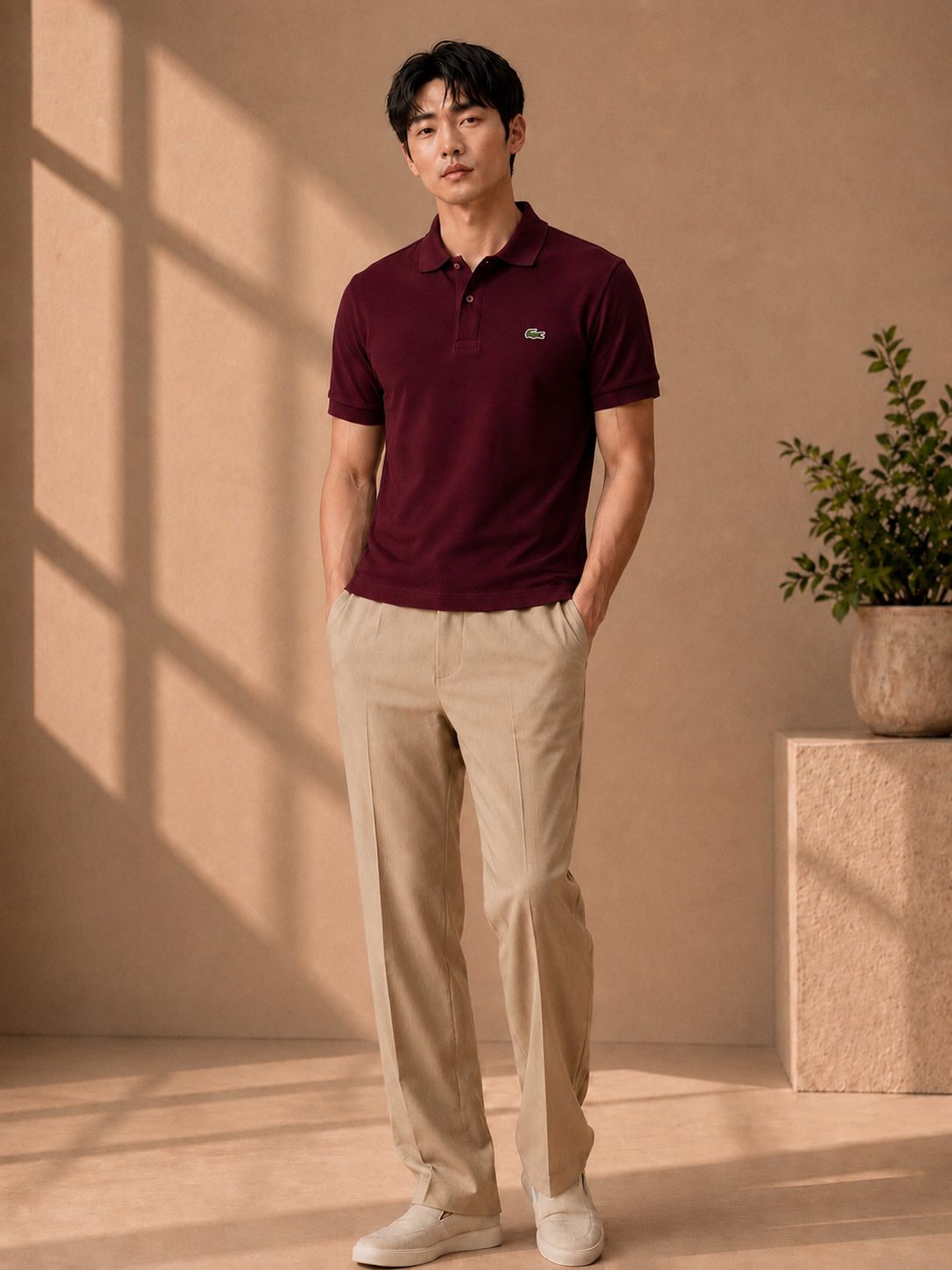 LA Coste Maroon Polo T-Shirt