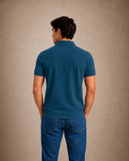 The Iconic Custom Slim Fit Mesh Ocen Teal Polo