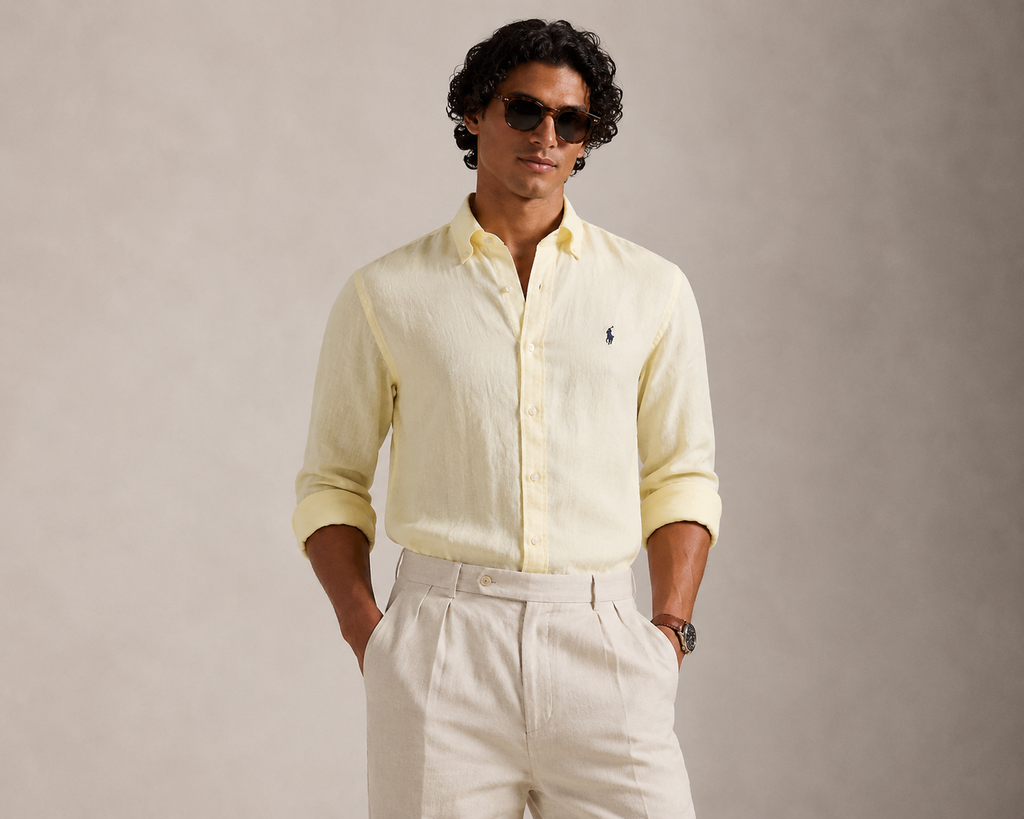 RL Custom Fit Linen Shirt Yellow