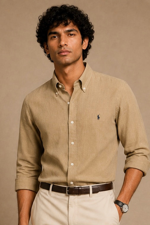 RL Polo Linen Blend Camel Sand Shirt