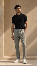 La Coste Slim Fit Stretch Cotton Steel Mist Chino Pants