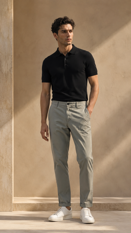 La Coste Slim Fit Stretch Cotton Steel Mist Chino Pants