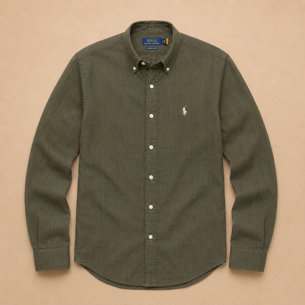 RL Custom Fit Linen Shirt Olive Sage