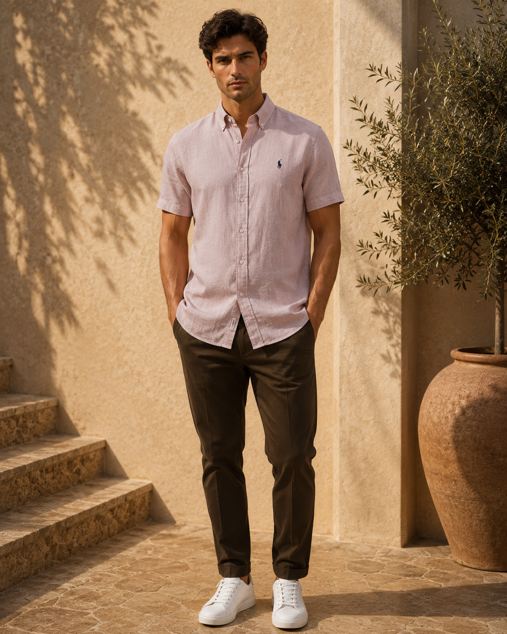 RL Polo Dusty Blush Pink Linen Shirt