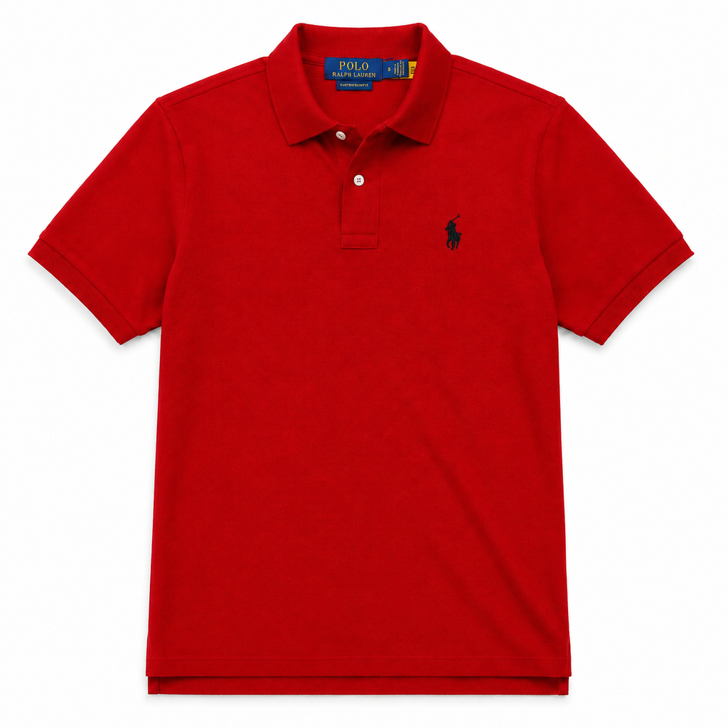 RL Polo Custom Slim Fit Mesh Red Polo