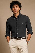 RL Polo Linen Blend Charcoal Slate Shirt