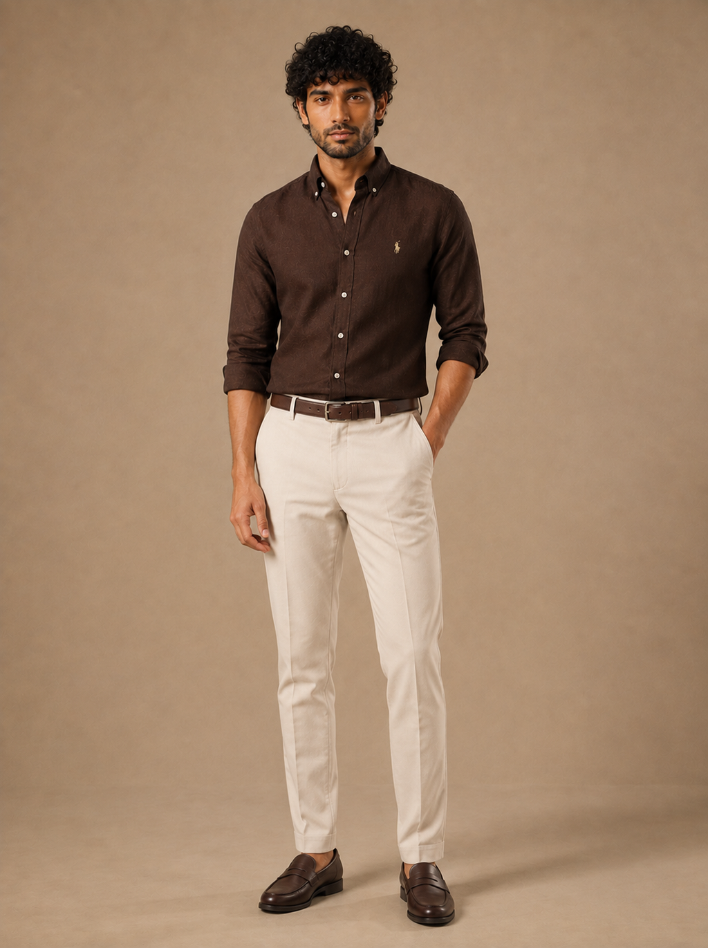 RL Polo Linen Blend Brown Shirt