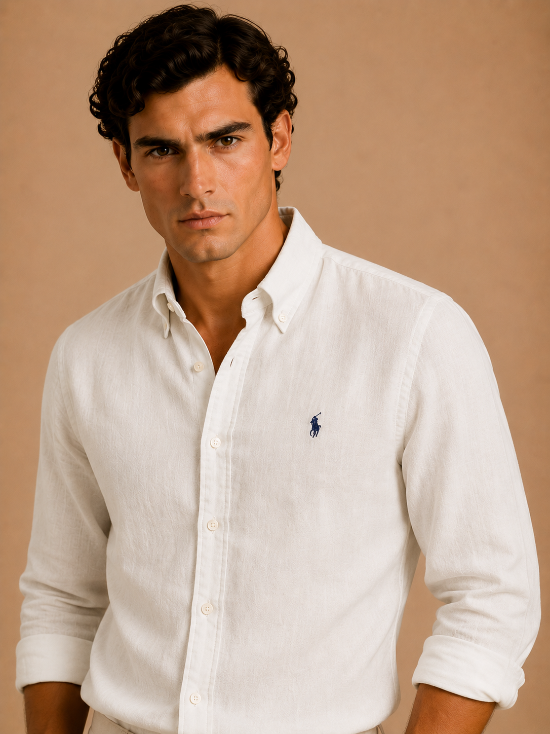 RL Custom Fit Linen Shirt White