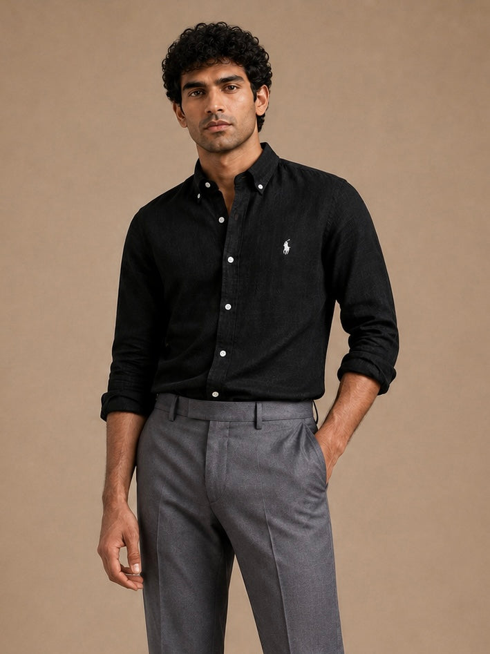 RL Polo Linen Blend Midnight Black Shirt