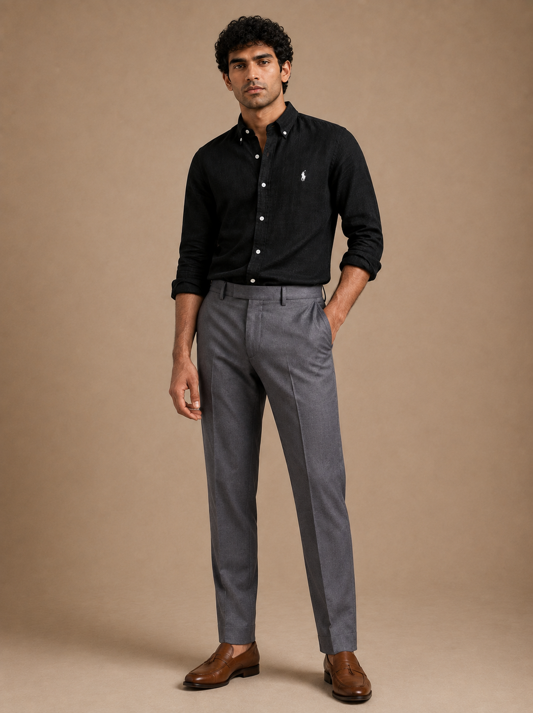 RL Polo Linen Blend Midnight Black Shirt