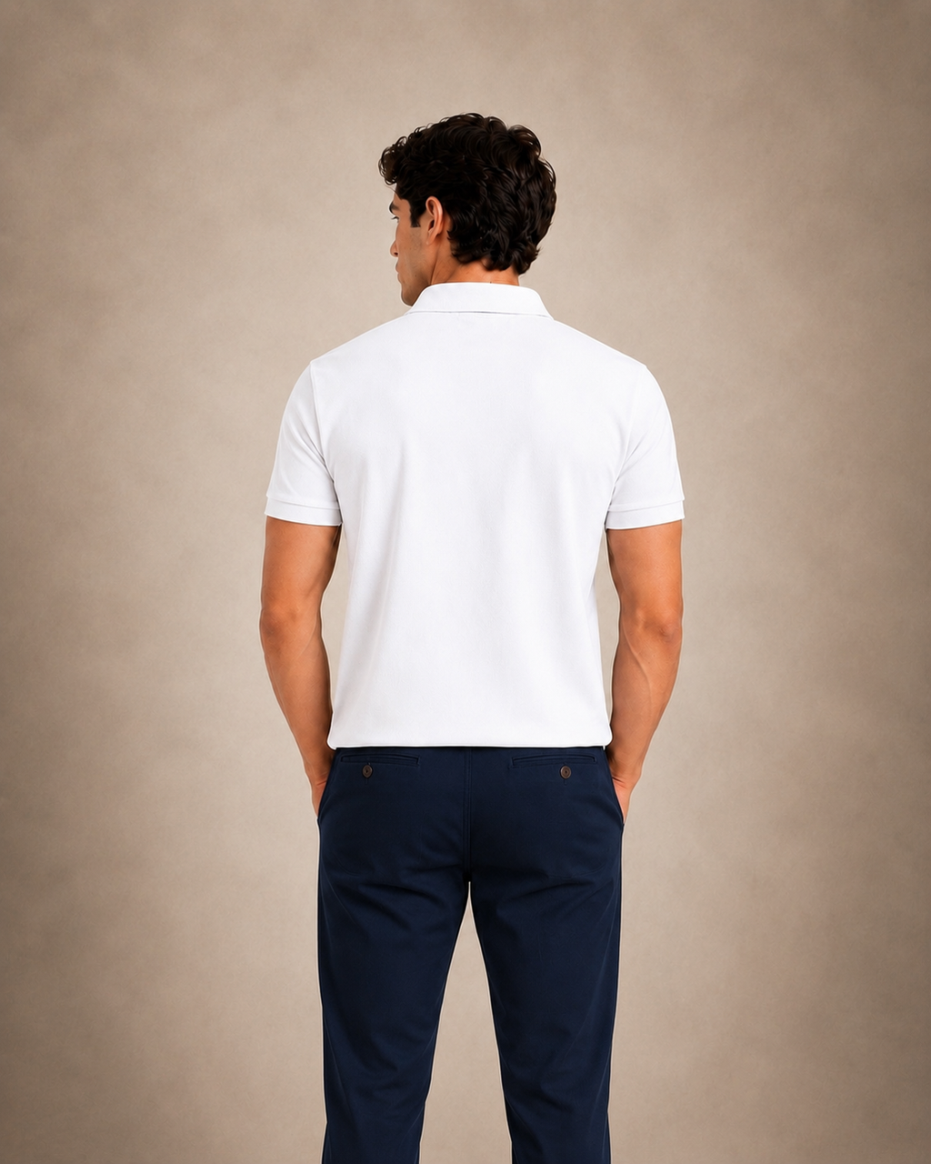The Iconic Custom Slim Fit Mesh White Polo