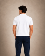 The Iconic Custom Slim Fit Mesh White Polo
